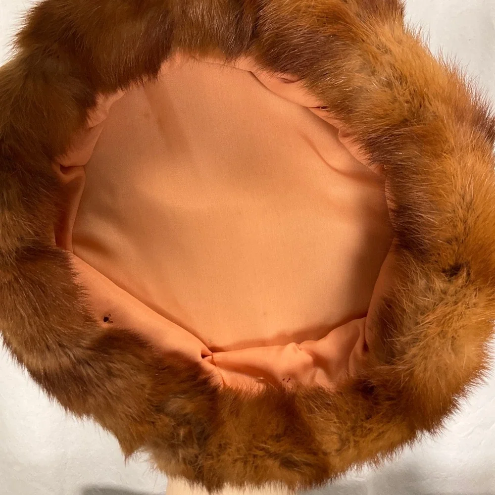 Vintage Real Mink Pillbox Hat Womens Small‎ 1930s-40s Formal Unbranded Retro